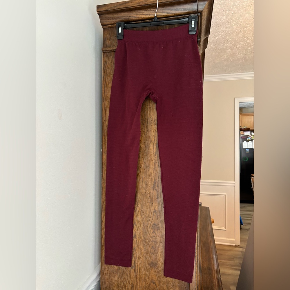 Pink Rose Burgundy Leggings